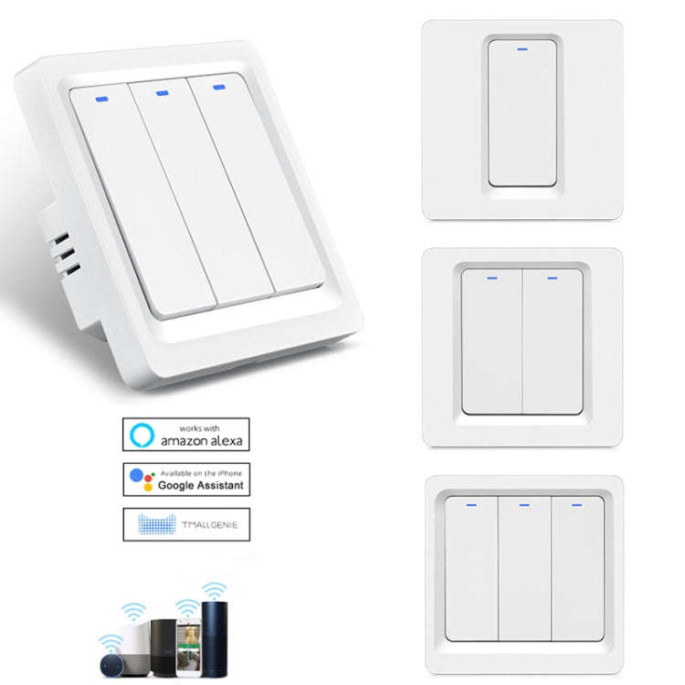 Tuya ZigBee Smart Single-fire Zero-fire Sharing Switch Phone Control Voice Panel EU Plug, Spec: 3...