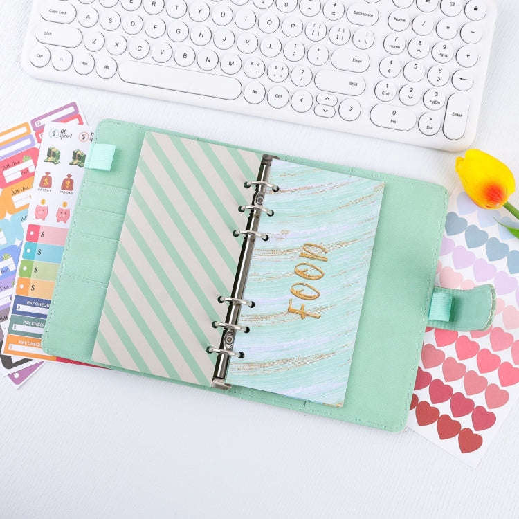 A6 Crocodile Pattern PU Leather Loose-Leaf Binder Budget Notebook Cash Envelope Organizer(Warm Wh...
