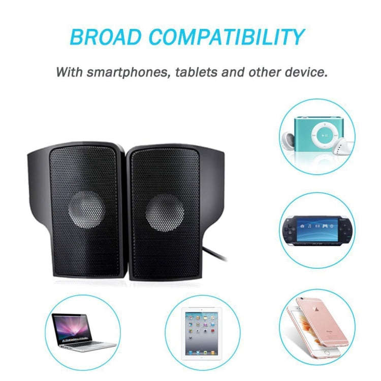 Mini Clip-On USB Stereo Speaker Soundbar for Notebook Laptop PC Desktop Tablet(Black)