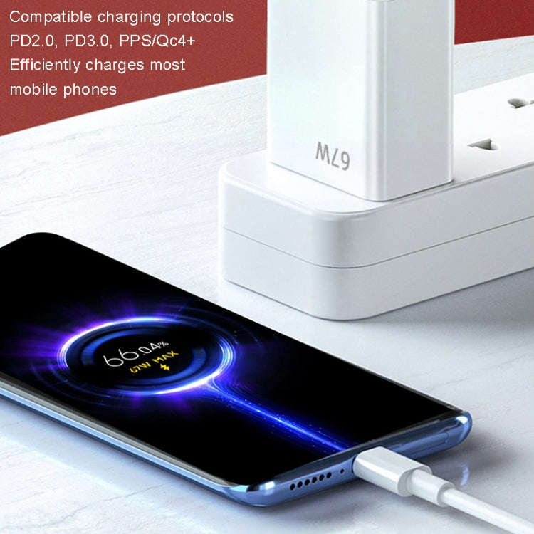 For Xiaomi 11 Pro/11 Ultra Flash Charging Effect Universal 67W USB Charger US Plug, Style: Charge...
