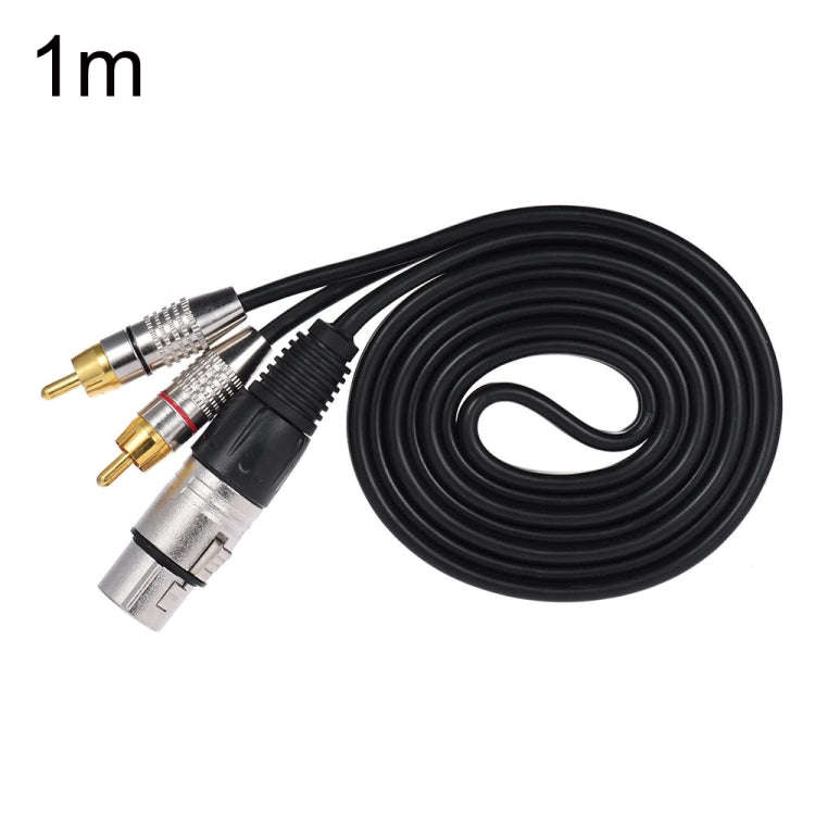 XLR Female To 2RCA Male Plug Stereo Audio Cable, Length: 1m