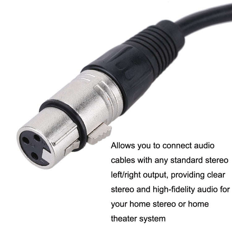 XLR Female To 2RCA Male Plug Stereo Audio Cable, Length: 2m