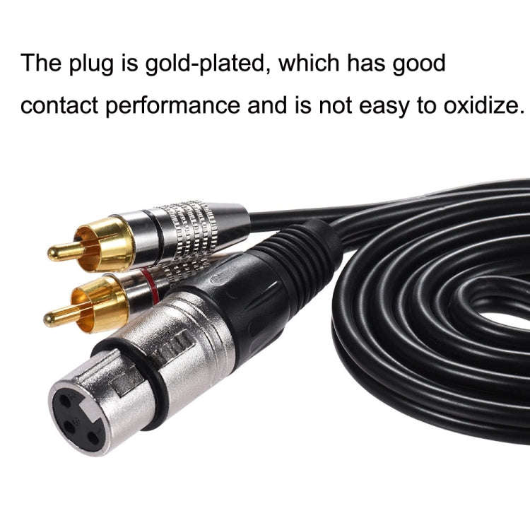 XLR Female To 2RCA Male Plug Stereo Audio Cable, Length: 5m