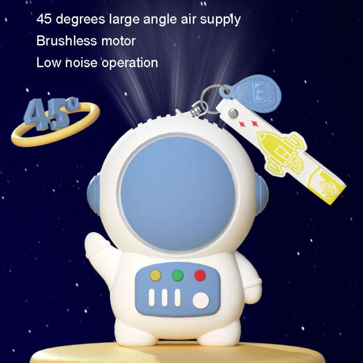 6052 Cartoon Space Man Fan With Lanyard Portable Mini USB Charging Handheld Fan(Light Blue)