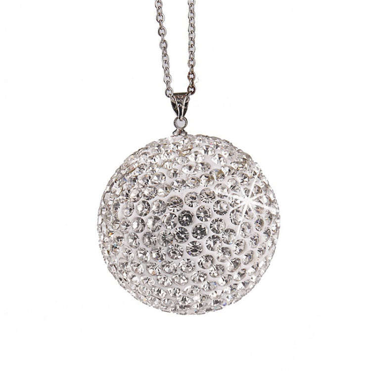 Car Diamond Crystal Ball Rearview Mirror Decoration Pendant(White)
