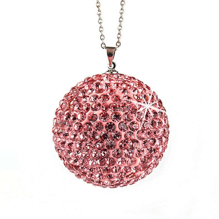 Car Diamond Crystal Ball Rearview Mirror Decoration Pendant(Pink)