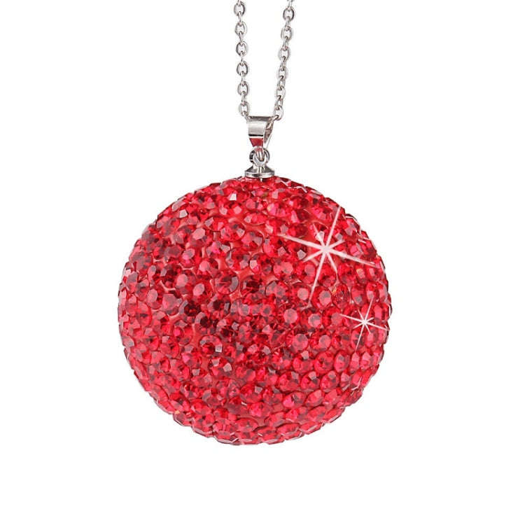 Car Diamond Crystal Ball Rearview Mirror Decoration Pendant(Red)