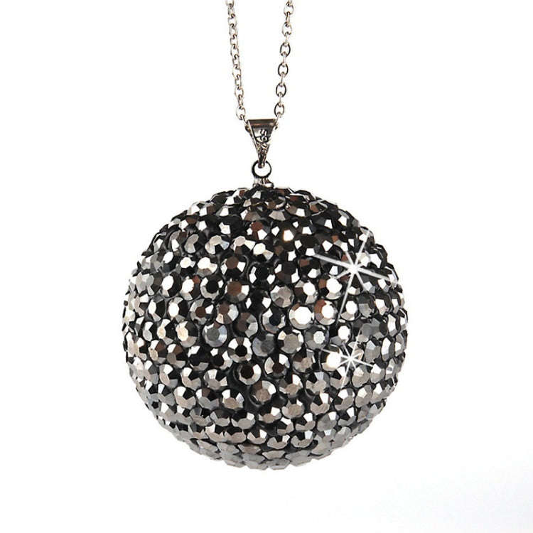 Car Diamond Crystal Ball Rearview Mirror Decoration Pendant(Shiny Black)