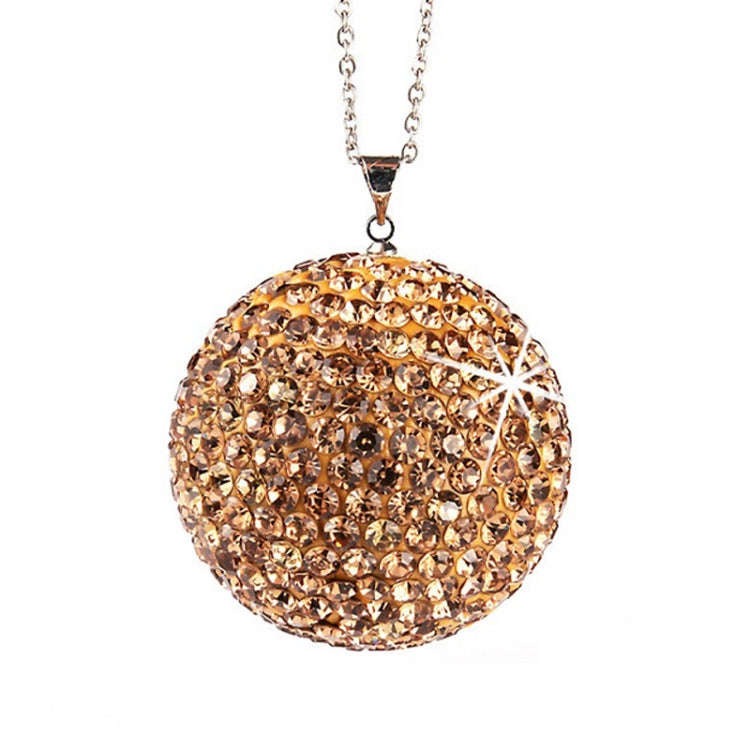 Car Diamond Crystal Ball Rearview Mirror Decoration Pendant(Crystal Yellow)