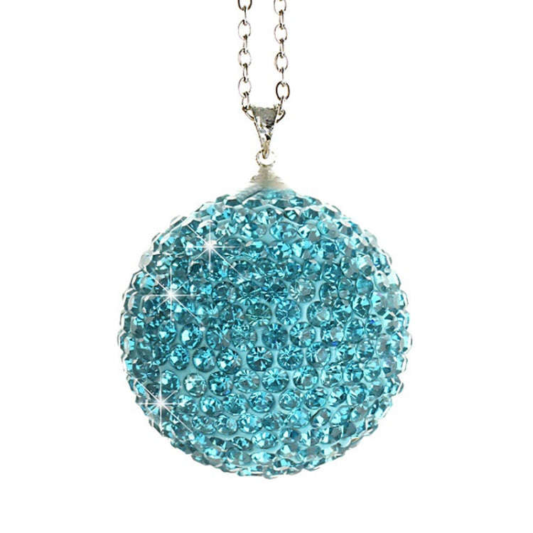 Car Diamond Crystal Ball Rearview Mirror Decoration Pendant(Lake Blue)