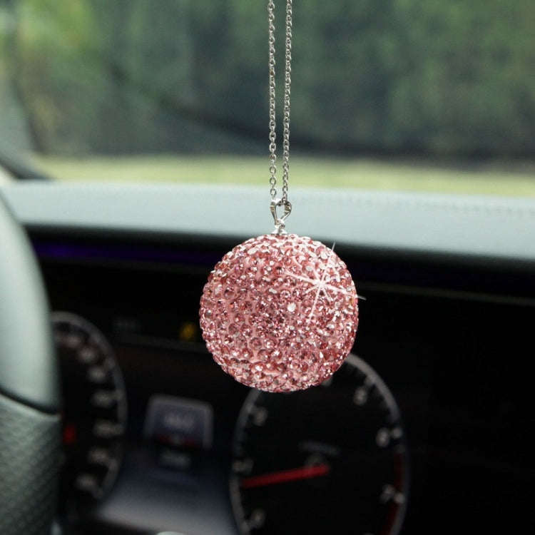 Car Diamond Crystal Ball Rearview Mirror Decoration Pendant(Red)