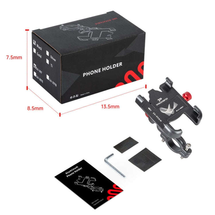PROMEND SJJ-297 Aluminum Alloy Rotation Adjustable Bicycle Mobile Phone Bracket(Black)