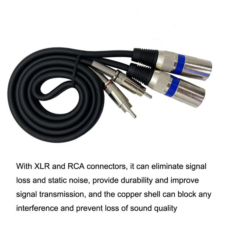 2RCA Male 2XLR Caron Male Speaker Audio Balance Cable, Length: 2m