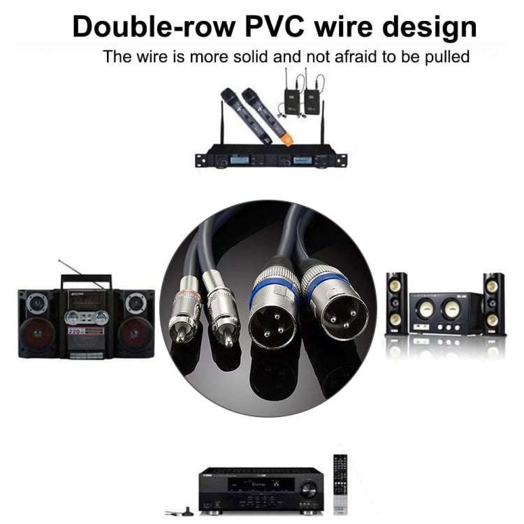 2RCA Male 2XLR Caron Male Speaker Audio Balance Cable, Length: 2m
