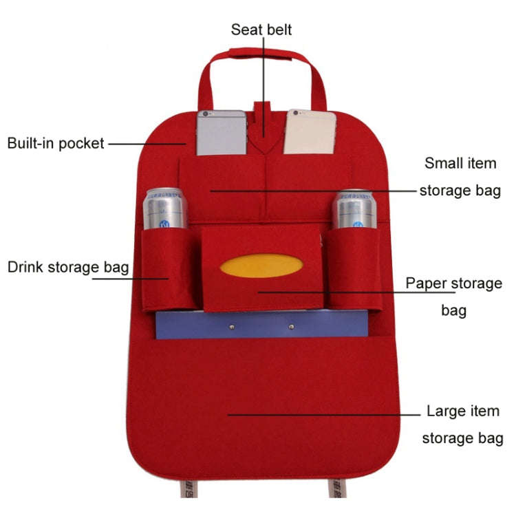 Car Multifunctional Seat Back Storage Hanging Bag, Size: 40x56cm(Red)
