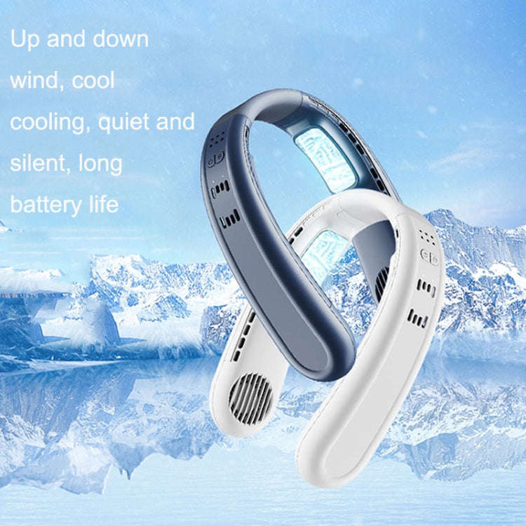 F63 Semiconductor Cooling Hanging Neck Fan USB Silent Outdoor Mini Fan(Blue)
