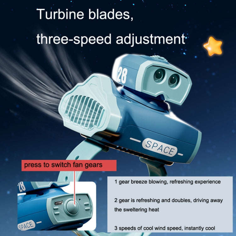 Children Spaceship Cartoon Watch Fan Projection USB Portable Bladeless Wrist Fan(Blue)