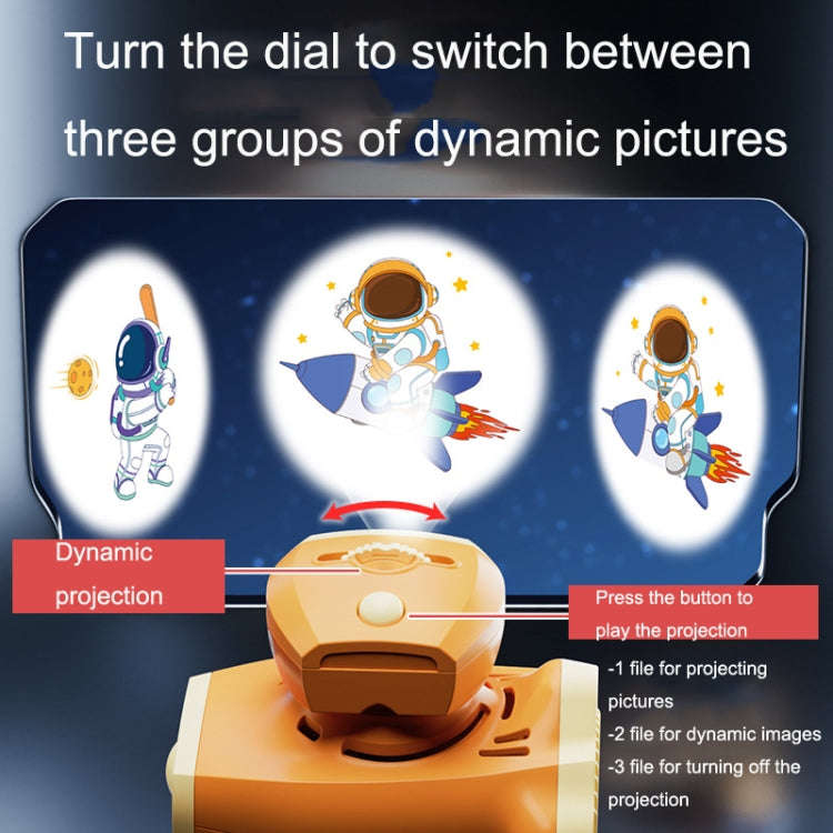 Children Spaceship Cartoon Watch Fan Projection USB Portable Bladeless Wrist Fan(Orange)