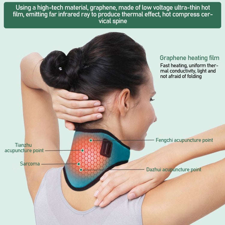 USB Electric Heating Neck Protector Graphene Neck Pain Relief Tool(Rose Red)