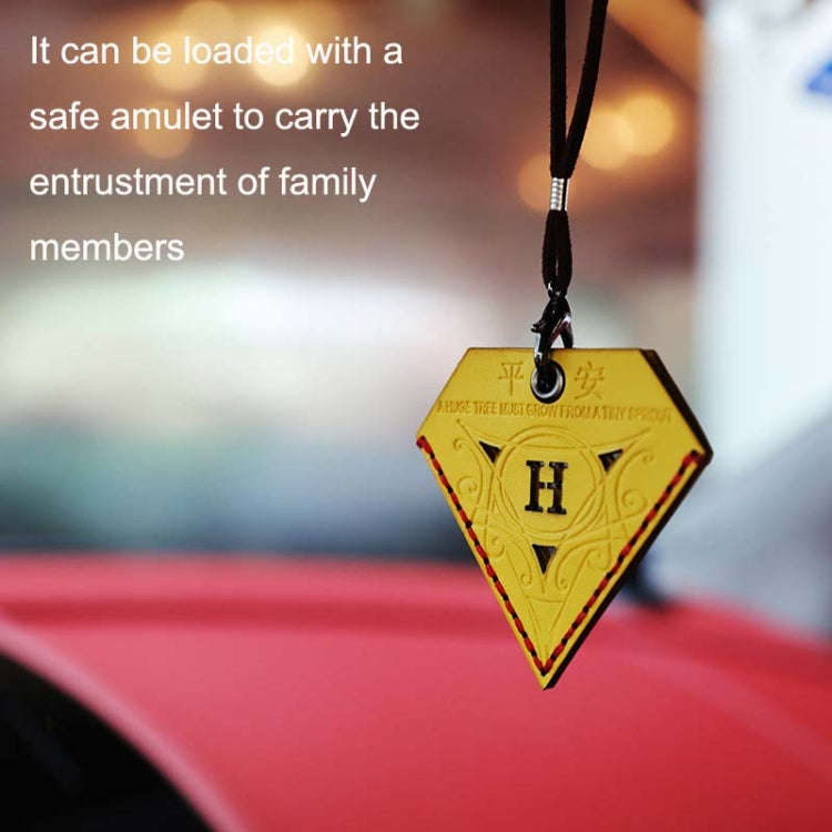 Car Pendant Triangular Ping An Charm Bag Leather Rearview Mirror Ornament(Red)