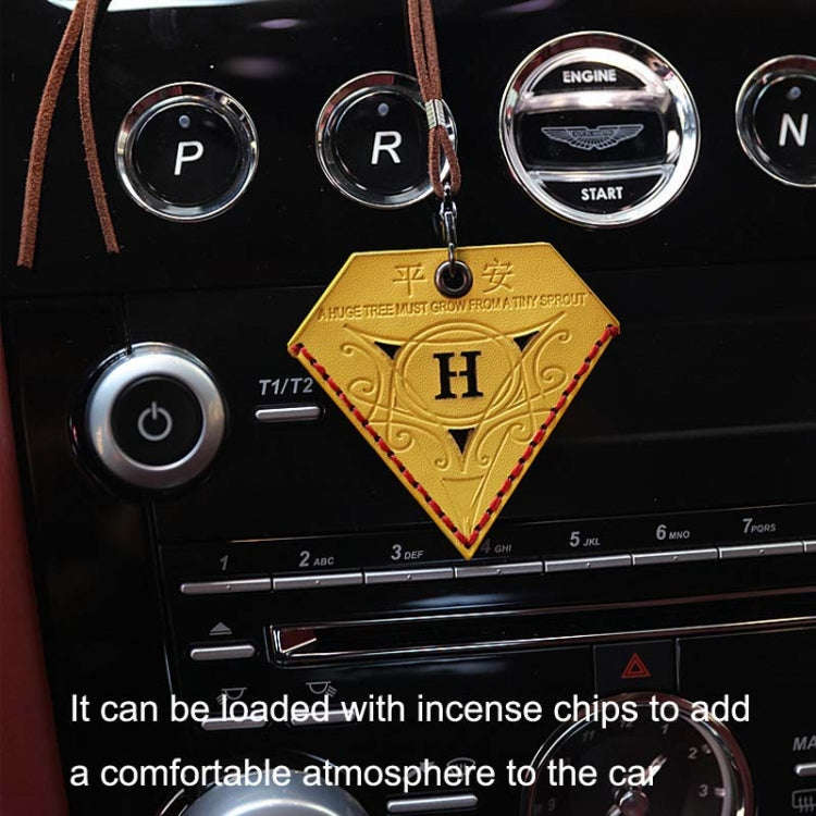 Car Pendant Triangular Ping An Charm Bag Leather Rearview Mirror Ornament(Red)