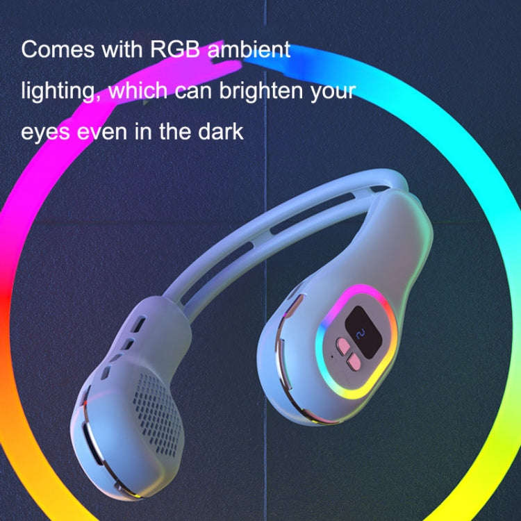 S57 Outdoor Sports RGB Hanging Neck Fan Folding Portable Mini Bladeless USB Fan(Element White)
