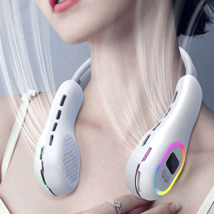 S57 Outdoor Sports RGB Hanging Neck Fan Folding Portable Mini Bladeless USB Fan(Element White)
