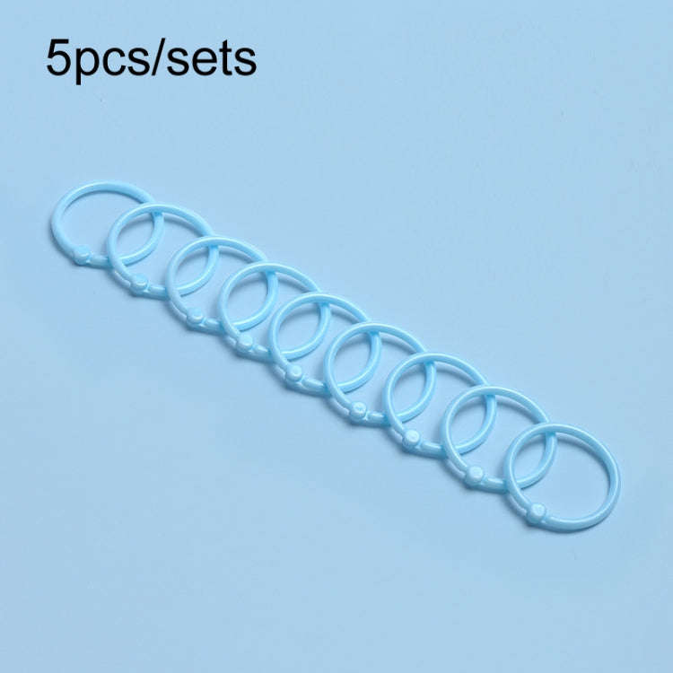 5sets Loose Leaf Single Ring Lock Stationery Key Ring Macaron Bag Packing(HYH-30 Light Blue)