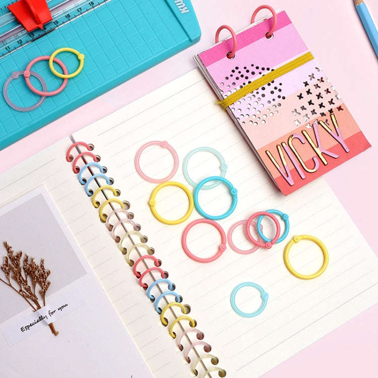 5sets Loose Leaf Single Ring Lock Stationery Key Ring Macaron Bag Packing(HYH-30 Light Green)