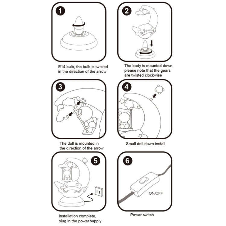 GOELONG Cartoon Moon Table Lamp Children Room Animal Night Light, Plug: US Plug(Frog)