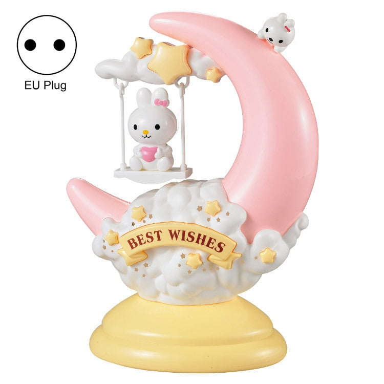 GOELONG Cartoon Moon Table Lamp Children Room Animal Night Light, Plug: EU Plug(Rabbit)
