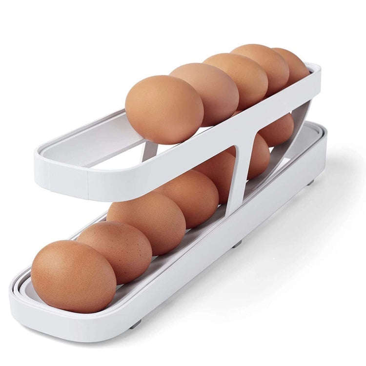 Automatic Eggs Storage Box Refrigerator Egg Dispenser Plastic Rolling Eggs Holder  Container(White)