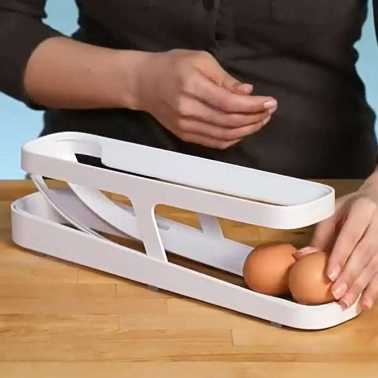 Automatic Eggs Storage Box Refrigerator Egg Dispenser Plastic Rolling Eggs Holder  Container(White)