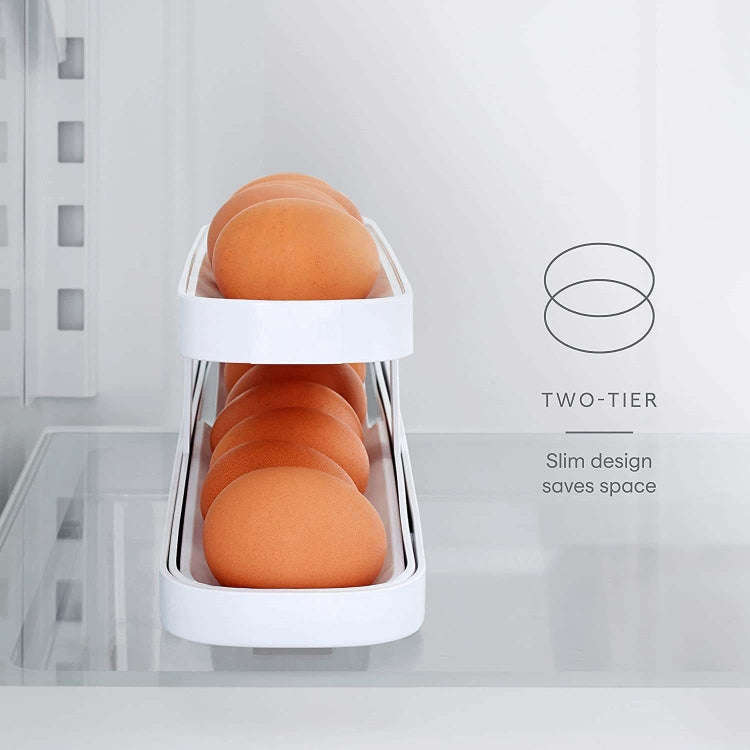 Automatic Eggs Storage Box Refrigerator Egg Dispenser Plastic Rolling Eggs Holder  Container(White)