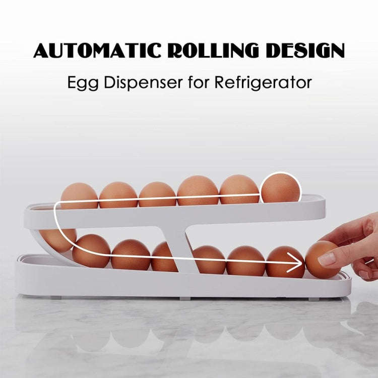 Automatic Eggs Storage Box Refrigerator Egg Dispenser Plastic Rolling Eggs Holder  Container(White)