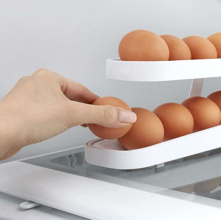 Automatic Eggs Storage Box Refrigerator Egg Dispenser Plastic Rolling Eggs Holder  Container(White)
