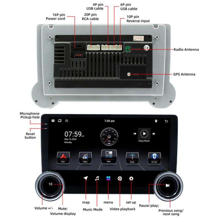 10.1 inch IPS Display + 2.5D Touch Screen Bluetooth FM Radio Car Navigation Machine, Memory: 1+32G