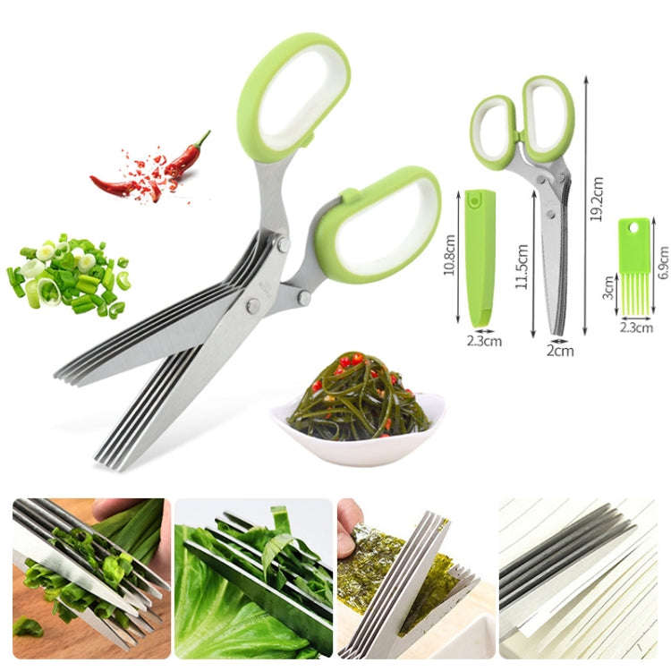 Five-Layer Vegetable Scissors Office Shredding Stainless Steel Scissors(Blue Gray)