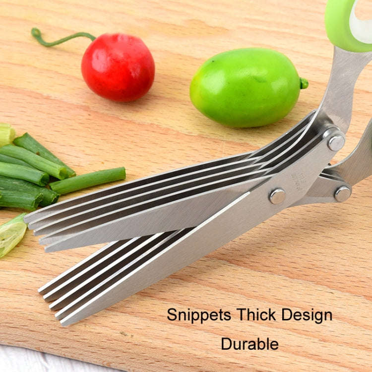 Five-Layer Vegetable Scissors Office Shredding Stainless Steel Scissors(Blue Gray)