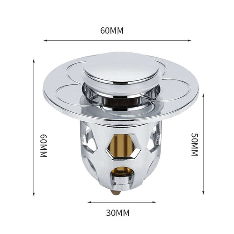005 Washbasin Bouncing Core Push-type Deodorant Drain Plug, Specification: Silver Gray