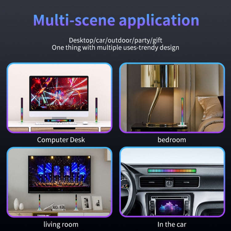 RGB Sound-controlled Rhythmic Response Lights Music Ambient LED Pick-up Lights Plug-in(16 Lights ...