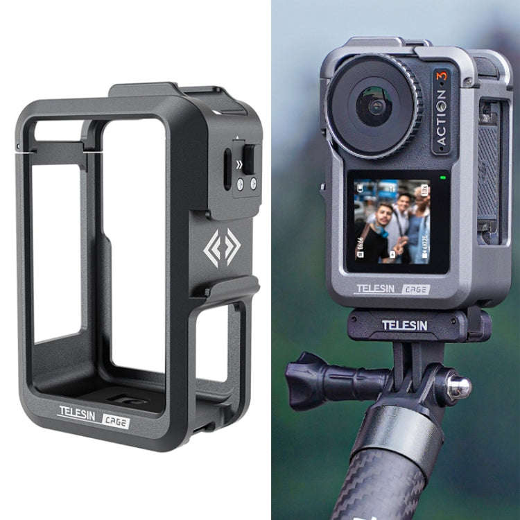 For DJI Osmo Action 3 TELESIN OA-FMS-004 Motion Camera Metal Rabbit Cage Protection Frame(Grey)