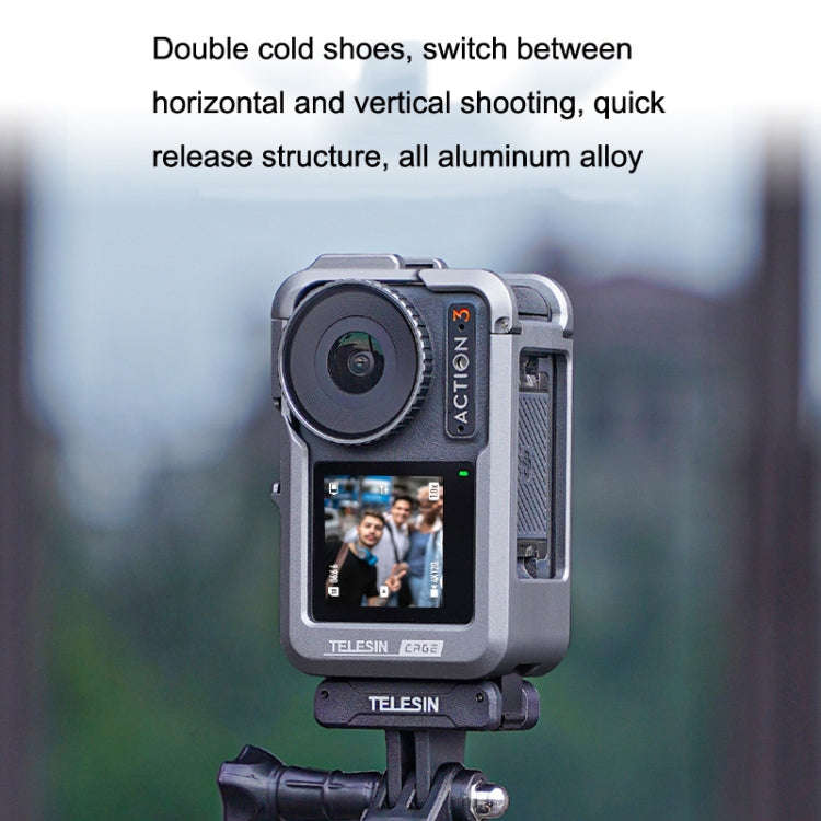 For DJI Osmo Action 3 TELESIN OA-FMS-004 Motion Camera Metal Rabbit Cage Protection Frame(Grey)