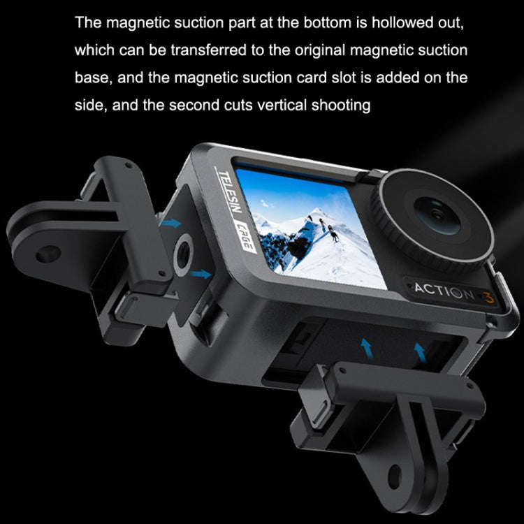 For DJI Osmo Action 3 TELESIN OA-FMS-004 Motion Camera Metal Rabbit Cage Protection Frame(Grey)