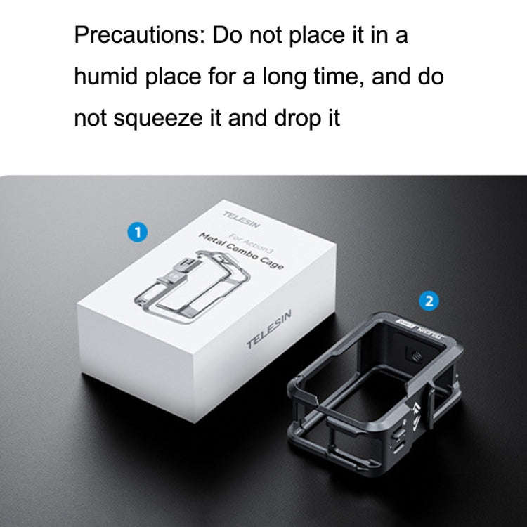 For DJI Osmo Action 3 TELESIN OA-FMS-004 Motion Camera Metal Rabbit Cage Protection Frame(Grey)