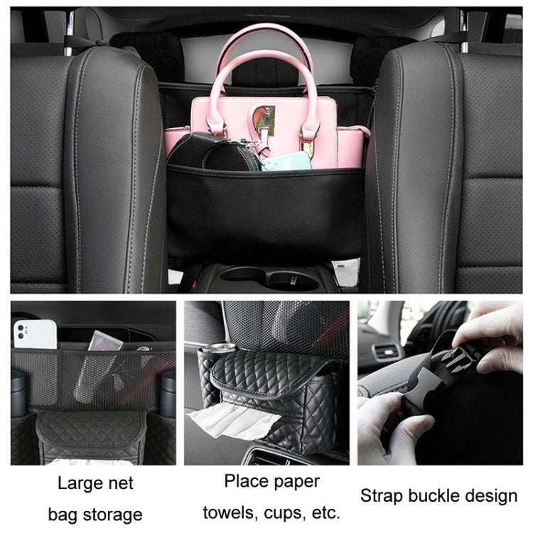 Car Central Control Seat Back Leather Multifunctional Storage Bag(Black)