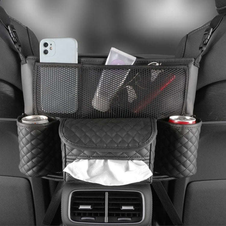 Car Central Control Seat Back Leather Multifunctional Storage Bag(Black)