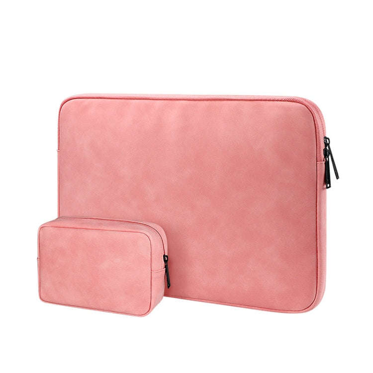 ND12 Lambskin Laptop Lightweight Waterproof Sleeve Bag, Size: 14.1-15.4 inches(Pink with Bag)