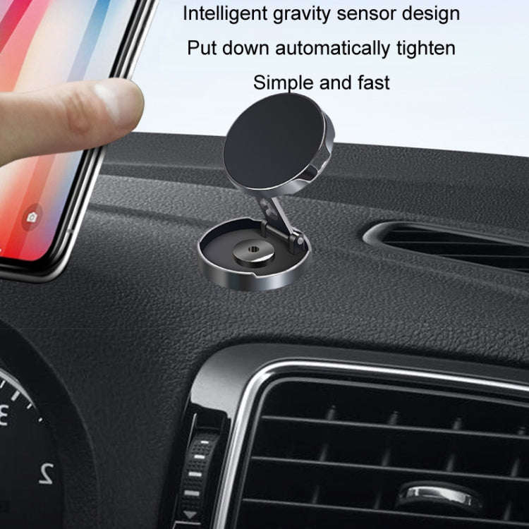 Multi-Angle Positioning Car Folding Circular Car Magnetic Suction Bracket(Silver)