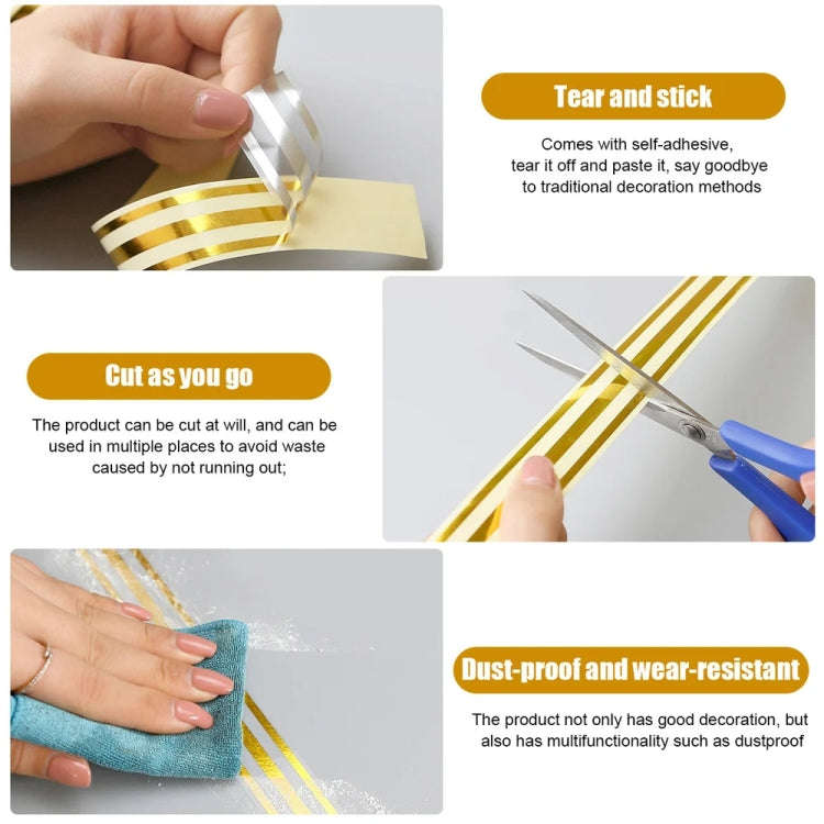 2.5cm x 5m  Golden Tile Gap Tape Waterproof PVC Self Adhesive Sticker(Laser)